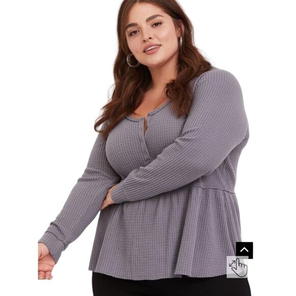 Torrid Brushed Waffle Henley Babydoll Top Size 2/2x - Picture 1 of 6